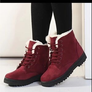 Burgundy Lace-Up Ankle Boots. NWOT. Size 43.